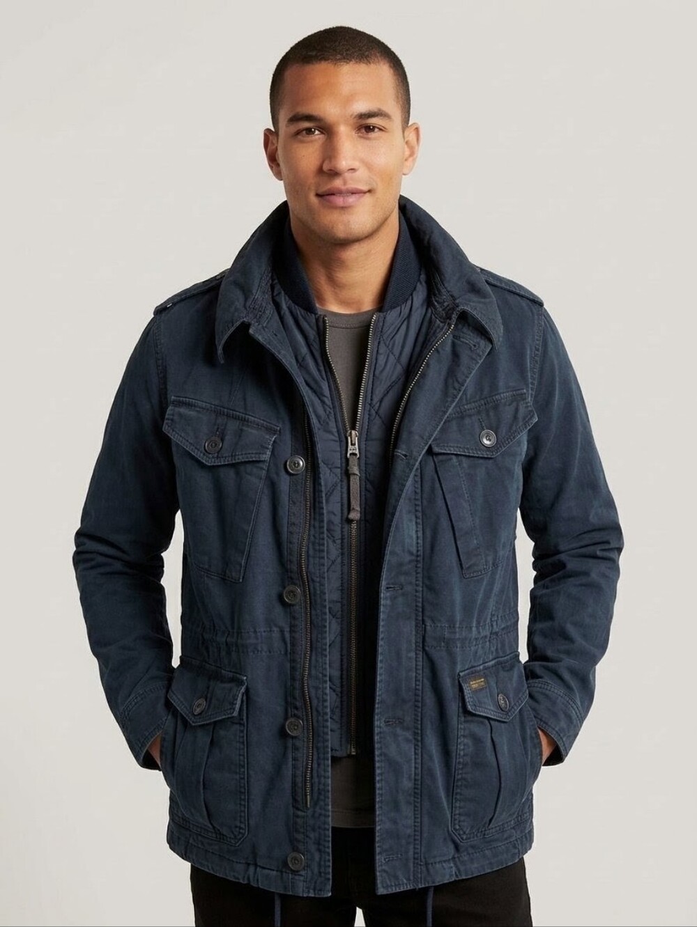 A&F Sentinel Military Field Jacket Navy Heritage Era 1J233 Sz S Insulated